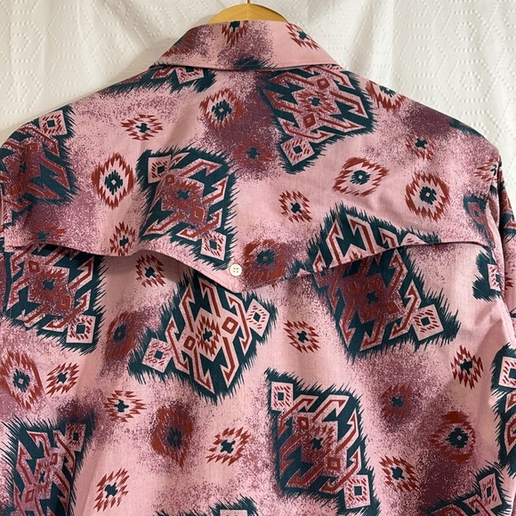 Vintage 90s Wrangler Aztec Western Shirt XL Cowboy - Picture 4 of 8
